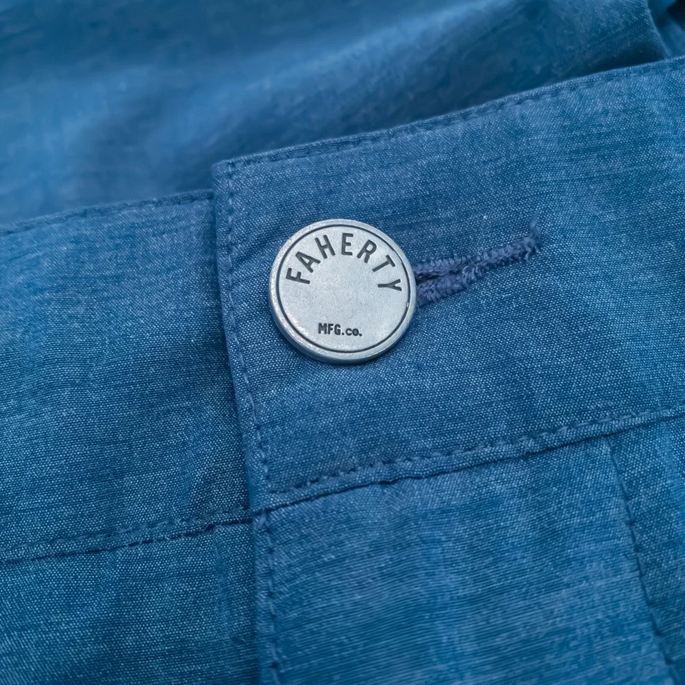 Faherty All Day Shorts Mens 32 Blue Hybrid Stretch Recycled MSC0012